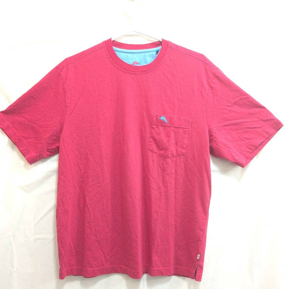 Tommy Bahama‎ Pink Supima Cotton Pocket T Shirt Dolphin Logo Men's Medium Resort